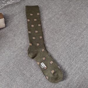 Lands' End Men's Patterned Dress Socks - Olive Medallion